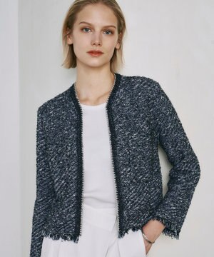 【ドラマ「続・続・最後から二番目の恋」着用】 デニムライクツィード ニットジャケット