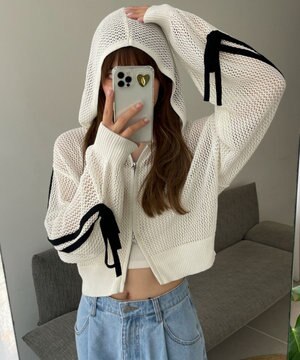  メッシュニットショートパーカー