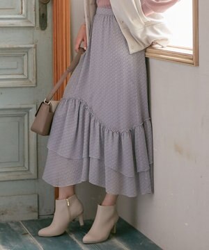 【洗える】ティアードプリント スカート