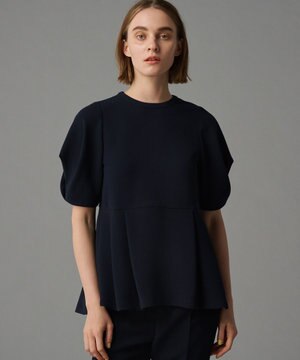 【防シワ・洗濯機洗い可】ウォッシャブル ダブルクロス ペプラム ブラウス(uncrave STANDARD)