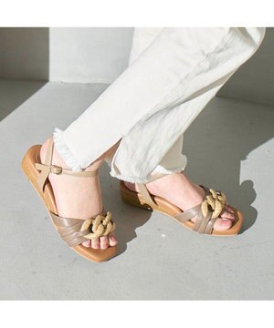  <ing>チェーンモチーフアンクルストラップサンダル