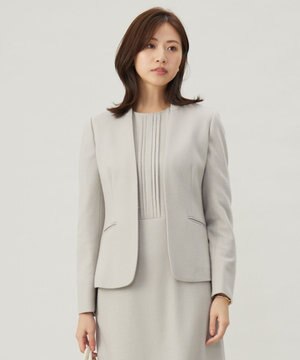  【セットアップ対応】ウールスムース ノーカラー ジャケット