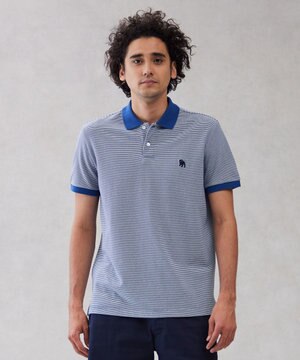  【大人気】アメリカンコットン鹿の子ボーダー バックブルポロシャツ