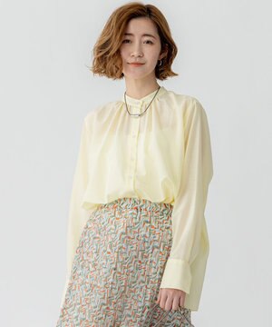 【洗える】シアーコットンシルク ハンカチーフヘム デザイン シャツ