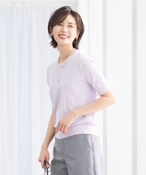 【洗える】 BASIC HI-COTTON クルーネック ニット