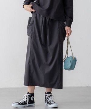  【撥水加工/洗える】ブライトタフタ ドロスト スカート