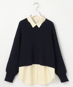  【BAILA12月号掲載・貴島明日香さんコラボ】ニットレイヤード シャツ ツインセット