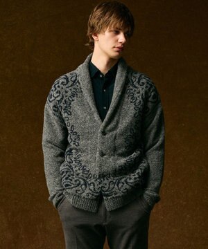  【インポート素材/ソフトな肌触り/軽量】MOUSSE ペーズリー柄ショール カーディガン