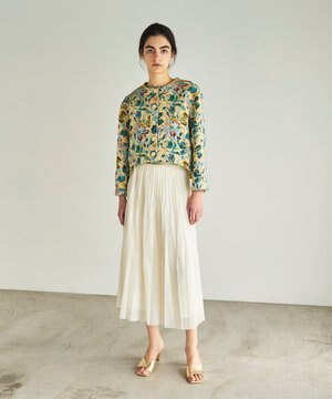  フラワージャガードノーカラージャケット