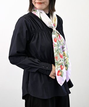  ＜春の新色！＞【伝統横濱スカーフ】四季のツリー花 大判 シルクツイル スカーフ