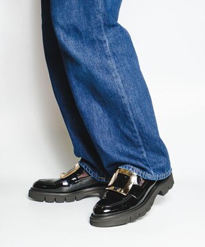 【Oggi 2月号掲載】【LucaGrossi/ルカグロッシ】スクエアメタルバックルローファー/K199M-VA