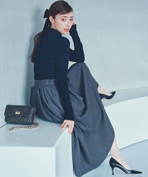  【洗える・4色展開】ウーステッドライクギャバ スカート