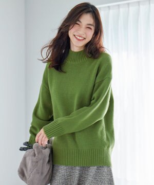 【6色展開】ラムウールハイネックニット