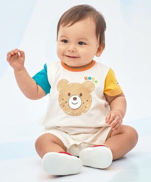  【70-80cm】カラフルビーンズ フェイスプリント ショートオール