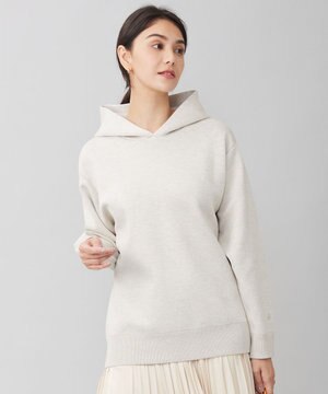  【洗える】シャイニースムースニット パーカー