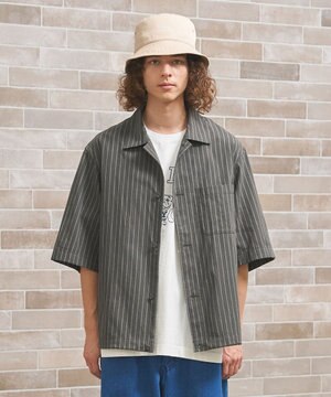  【UNISEX】コットンリネンハーフスリーブシャツ ブルゾン