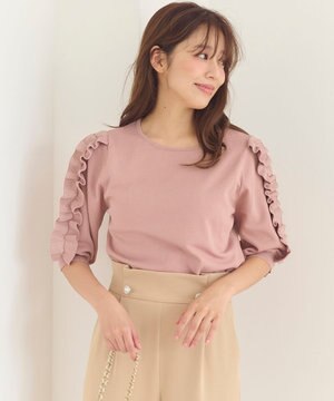  【洗える】フリルスリーブニット