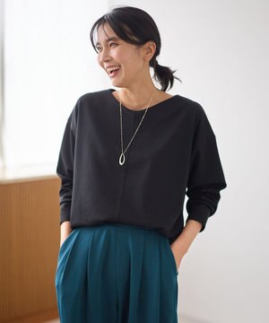  【洗濯機可】ジョーゼット裏起毛Vネックプルオーバー