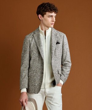  【キングサイズ・ストレッチ/イタリア素材/軽量】スライバーチェック ジャケット