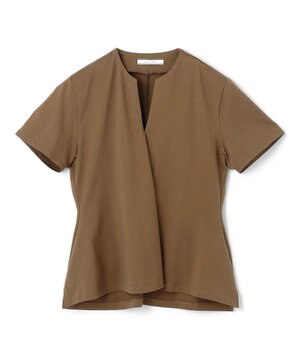  【洗える】STOCK / オーガニックコットン半袖Vスリットトップス