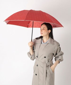  LANVIN en Bleu 折りたたみ傘 ジャカード×パイピング 簡単開閉 大きめ55cm