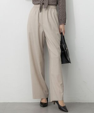  【洗える】トリアセスラブストレッチ ワイド パンツ