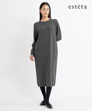  【エステータ】マーセライズドウールカシミヤ ニットワンピース