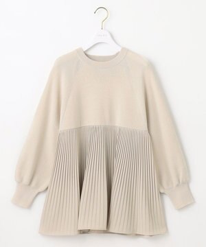  【洗える】プリーツコンビ ニット