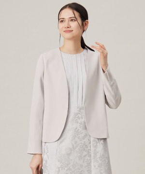  【セットアップ対応・洗える】トリアセダブルクロスノーカラー ジャケット