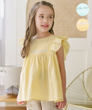 【110-140㎝】 フラワーエンブロイダリーブラウス