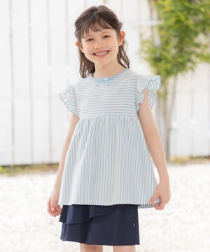  【UVケア】【110-140㎝】マリンボーダー チュニック
