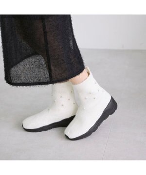  <carino>ビジュー付きニットブーツ