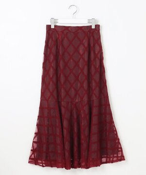  【洗える】シアーチェック マーメイド スカート