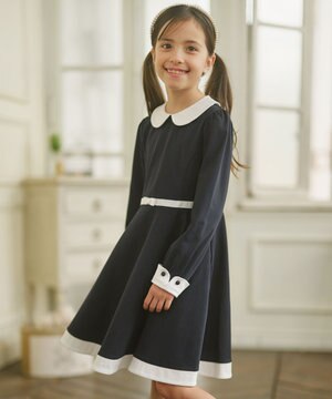  【110-140cm】モダンネイビー ワンピース