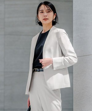  【セットアップ対応/洗える】ドライツイル ノーカラー ジャケット