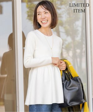  【Sサイズ限定】ヴィスコースストレッチ ペプラムデザイン ニット