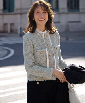 【見上愛さん着用/新色追加/VERY掲載】ツイード ニット ジャケット