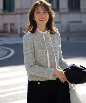 【見上愛さん着用/新色追加/VERY掲載】ツイード ニット ジャケット