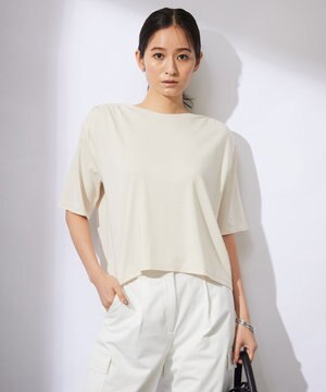  【接触冷感・UVケア・洗える】 ハイツイストスムース デザインカットソー