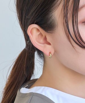 【金属アレルギー対応】シンプルフープスナップイヤリング　ゴールド