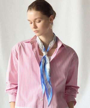 スタンプ柄 シルク ダイヤ スカーフ