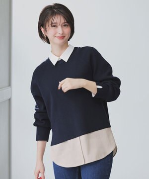  ニットレイヤード シャツ ツインセット