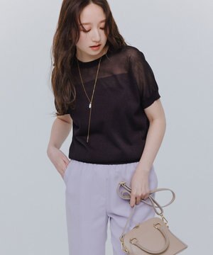  【洗える】シャイニーシアー ドルマン ニット