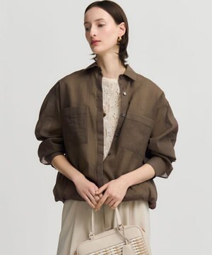  【先行予約/見上愛さん着用】ナイロンコットンシアーボイル ドロストシャツ