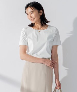  【洗える】ダブルスムース スクエアネック カットソー