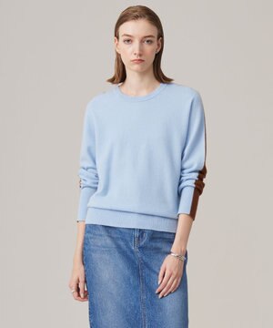  【CLASSY.1月号掲載・前後着用可能】ピュアカシミヤ バイカラーニット