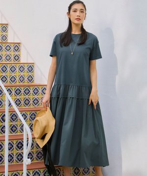  【撥水加工/汗シミ防止/洗える】ティアードデザイン マルチワンピース