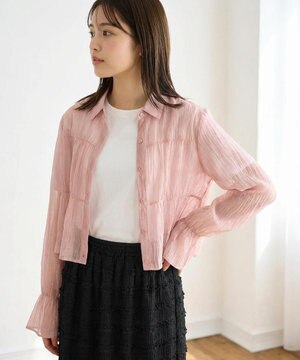  【洗える】シャーリングシアー シャツ