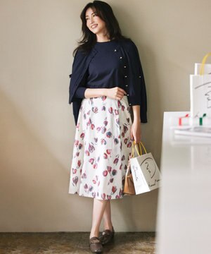  チューリッププリント フレアスカート