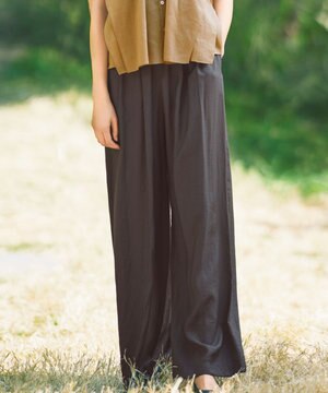  【カタログ掲載・セットアップ対応・接触冷感・UVケア・洗える】エアリーツイルワイド パンツ